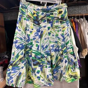 Green and Blue Knee-Length Bubble Skirt